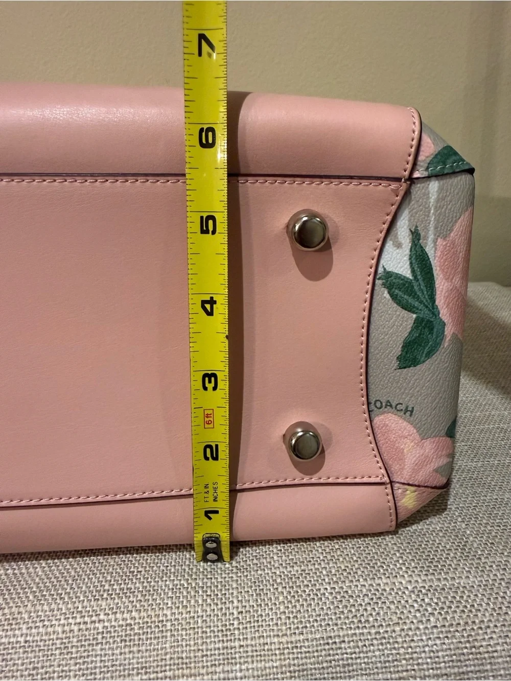 Coach F25868 Margot Caryall Pink Multi Camo Rose Floral Print Satchel Crossbody